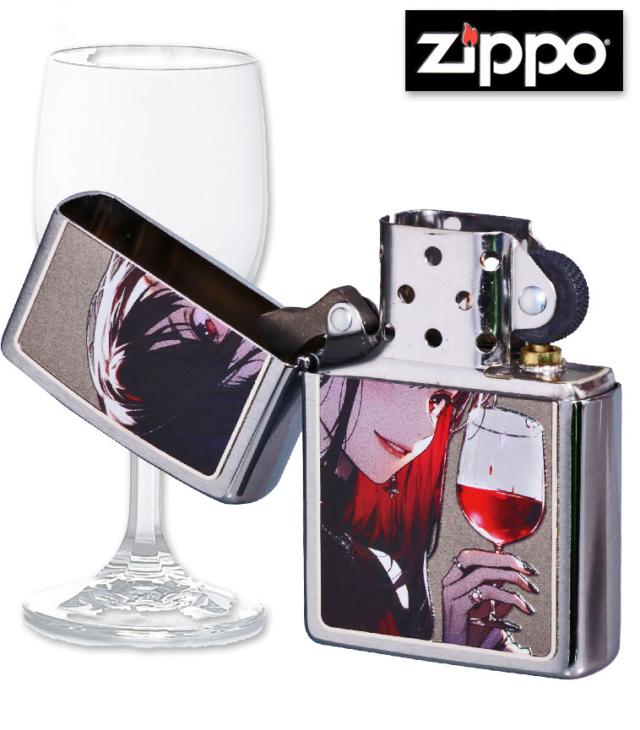 ZIPPO/ガール柄　Drinking Girl ドリンキング ガール ブラッシュクローム イラスト プリントメタル貼り　SO-KA画像3
