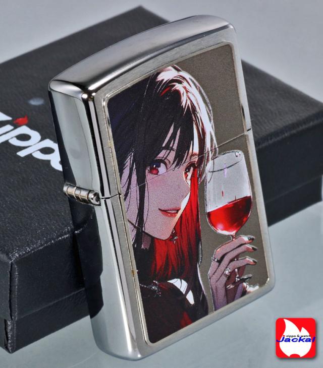 ZIPPO/ガール柄　Drinking Girl ドリンキング ガール ブラッシュクローム イラスト プリントメタル貼り　SO-KA画像6