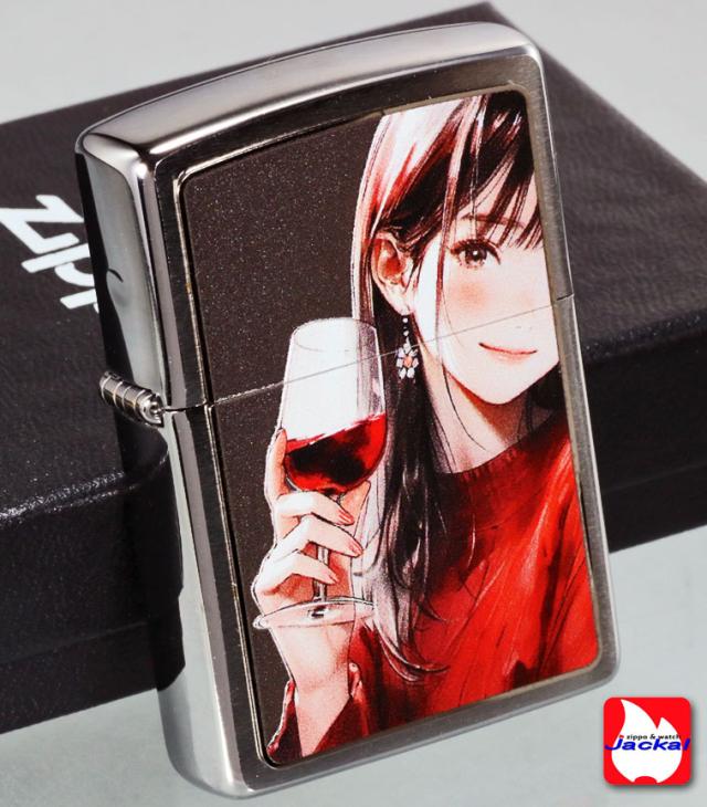 ZIPPO/ガール柄　Drinking Girl ドリンキング ガール ブラッシュクローム イラスト プリントメタル貼り　SO-KB画像6