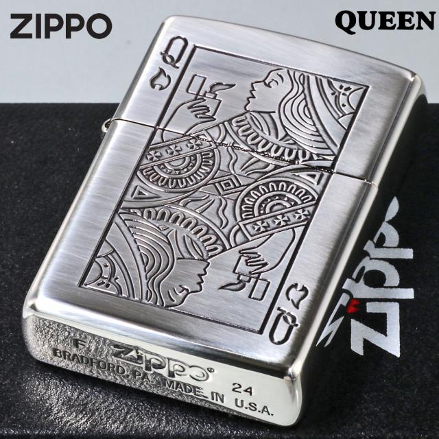 ZIPPO/ZP トランプ  クイーン ウインディ 銀イブシ エッチング TR-Q画像2