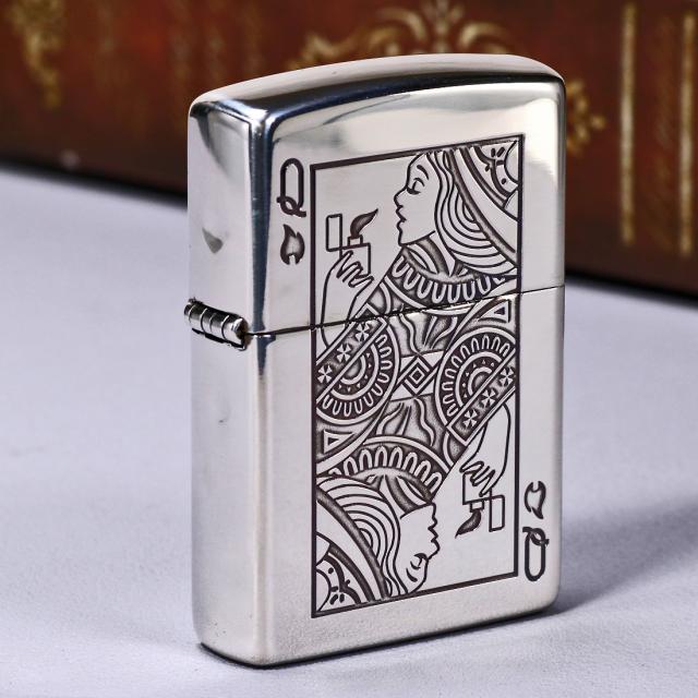 ZIPPO/ZP トランプ  クイーン ウインディ 銀イブシ エッチング TR-Q画像5