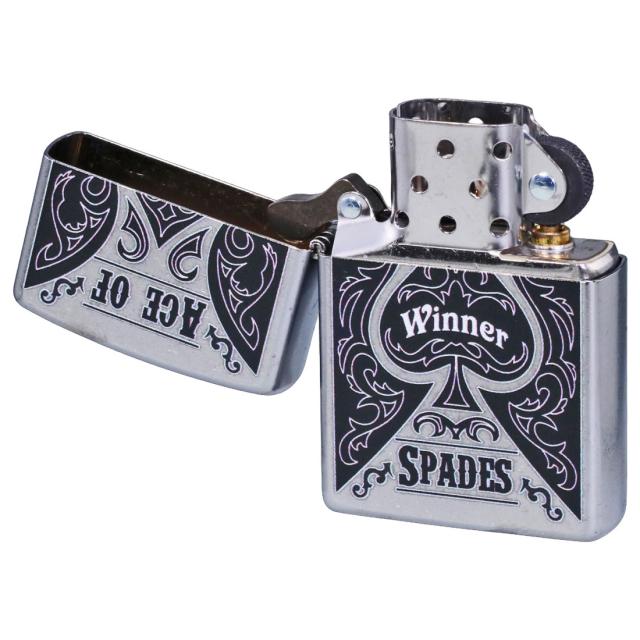 ZIPPO/USオリジナルZIPPO 2025 トランプ柄 スペードデザイン ACE OF SPADES ストリートクローム プリント加工 zZ207-125615画像5