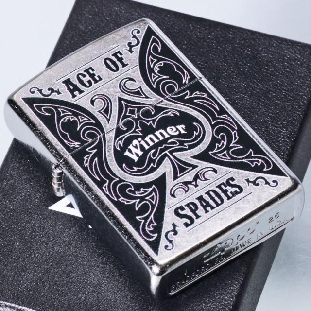 ZIPPO/USオリジナルZIPPO 2025 トランプ柄 スペードデザイン ACE OF SPADES ストリートクローム プリント加工 zZ207-125615画像6