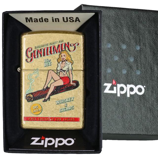 ZIPPO/USオリジナルZIPPO 2025 ガール柄 WHISKEY AND CIGAR ストリートブラス プリント加工 Z48267-125623画像3