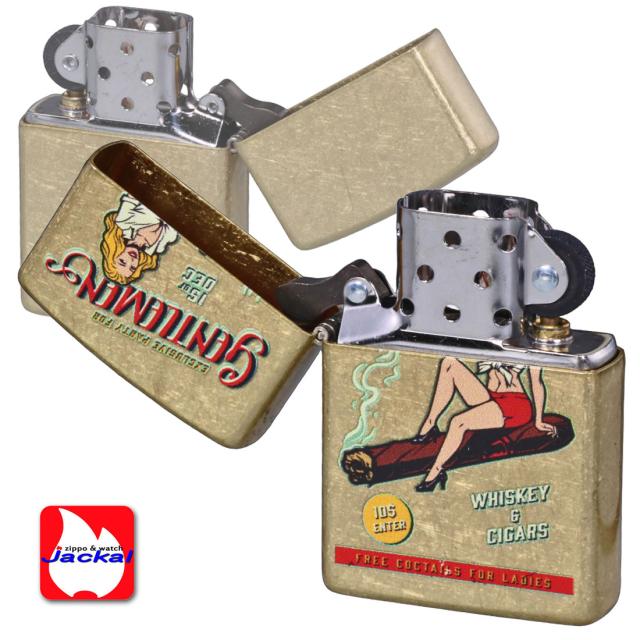 ZIPPO/USオリジナルZIPPO 2025 ガール柄 WHISKEY AND CIGAR ストリートブラス プリント加工 Z48267-125623画像5