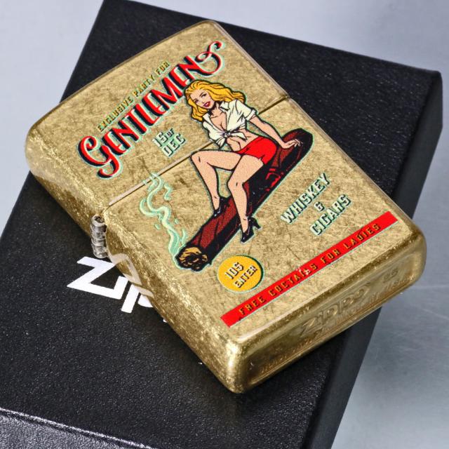 ZIPPO/USオリジナルZIPPO 2025 ガール柄 WHISKEY AND CIGAR ストリートブラス プリント加工 Z48267-125623画像6