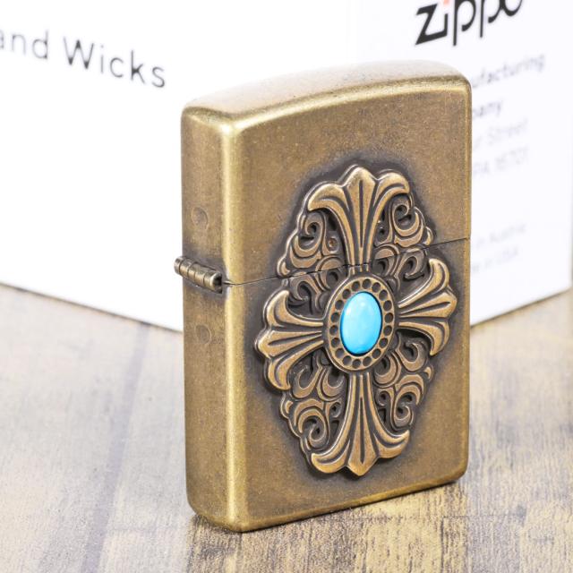 ZIPPO/ビッグメタル クロス＆ターコイズ BSバレル・メタル＆ストーン貼り BMETAL-CRSTAQ画像4