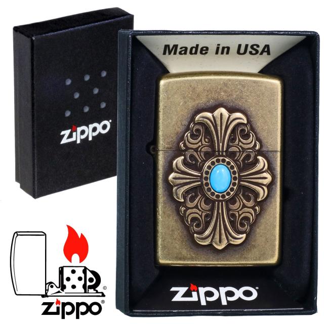ZIPPO/ビッグメタル クロス＆ターコイズ BSバレル・メタル＆ストーン貼り BMETAL-CRSTAQ画像5