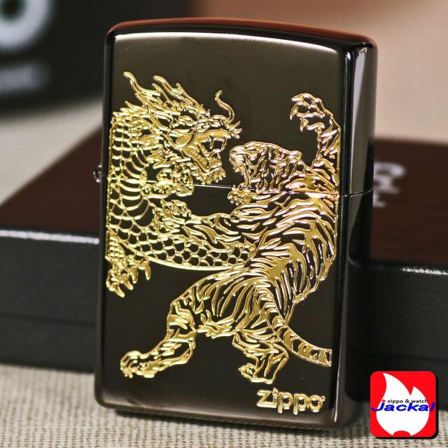 ZIPPO/龍虎黒金 BNiミラー 金コンビ エッチング 躍動感のある金色の龍と虎 RYKO-BG画像5