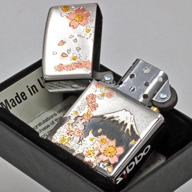 ZIPPO/日本の伝統美・電鋳板（でんちゅうばん）ジッポー・桜富士画像4