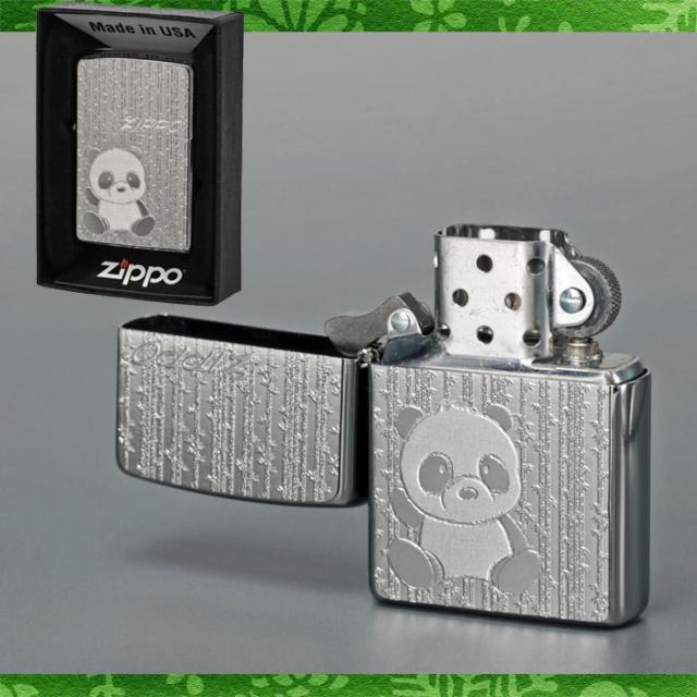 zippo(ジッポーライター)パンダ メタルプレート貼り ブラッシュクローム 画像4