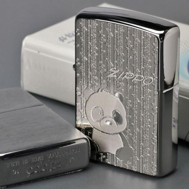 zippo(ジッポーライター)パンダ メタルプレート貼り ブラッシュクローム 画像5