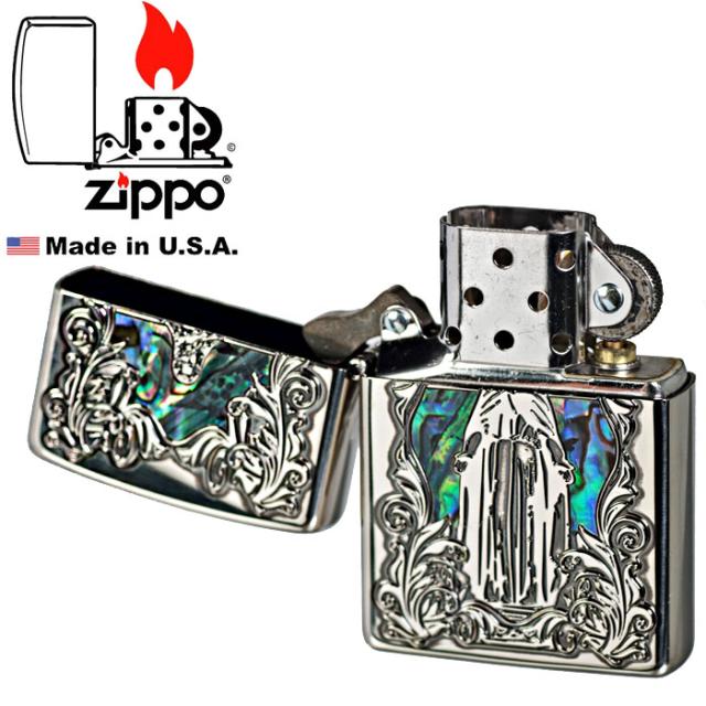 ZIPPO/シェル（貝貼り）マリア　ニッケルいぶし 画像3