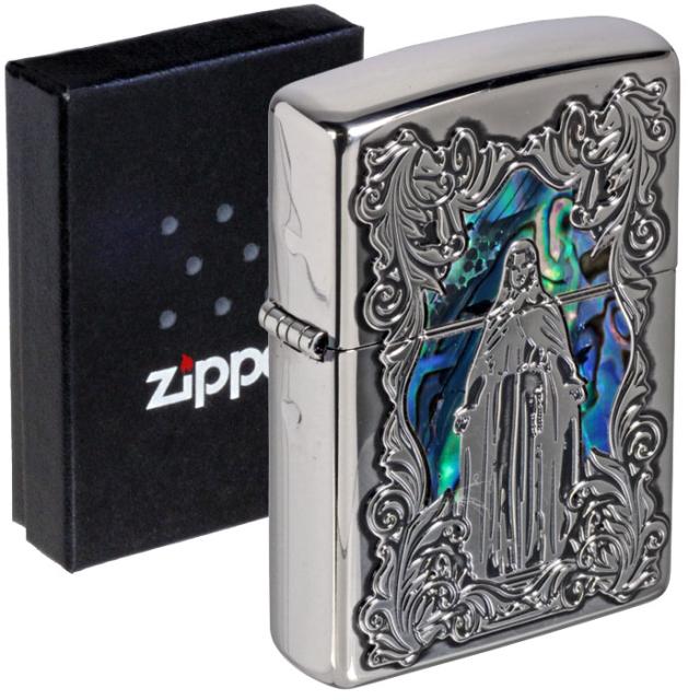 ZIPPO/シェル（貝貼り）マリア　ニッケルいぶし 画像5