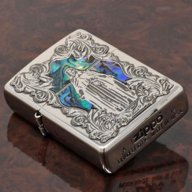 ZIPPO/シェル（貝貼り）マリア　ニッケルいぶし 画像6