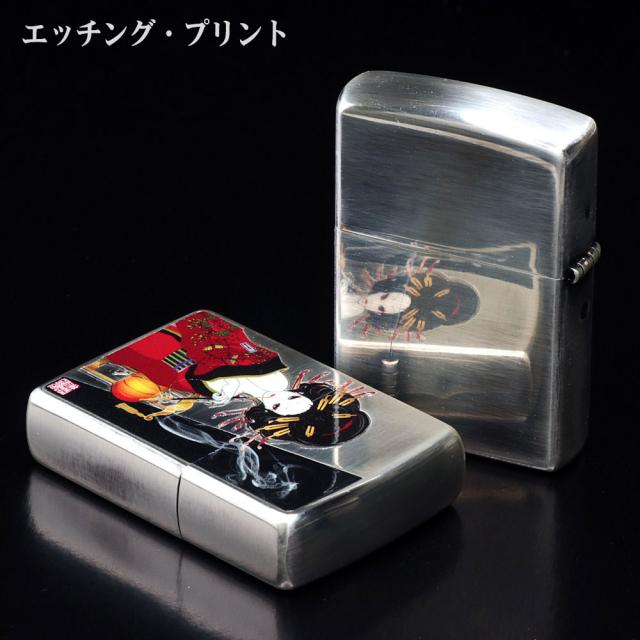 ZIPPO/和柄 煙管と女　シルバーいぶし 画像4