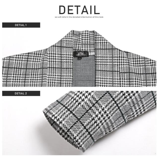 コーディガン メンズ ガウン ショールカラー チェック ショールガウン カーディガン グレンチェック ミディアム丈 ミドル ライトアウター 羽織り 春アウター キレイめ 大人 上品 ファッション ラグスタイル pm-8275 7