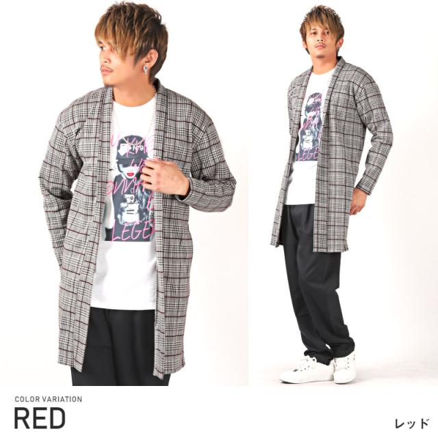 コーディガン メンズ ガウン ショールカラー チェック ショールガウン カーディガン グレンチェック ミディアム丈 ミドル ライトアウター 羽織り 春アウター キレイめ 大人 上品 ファッション ラグスタイル pm-8275 5