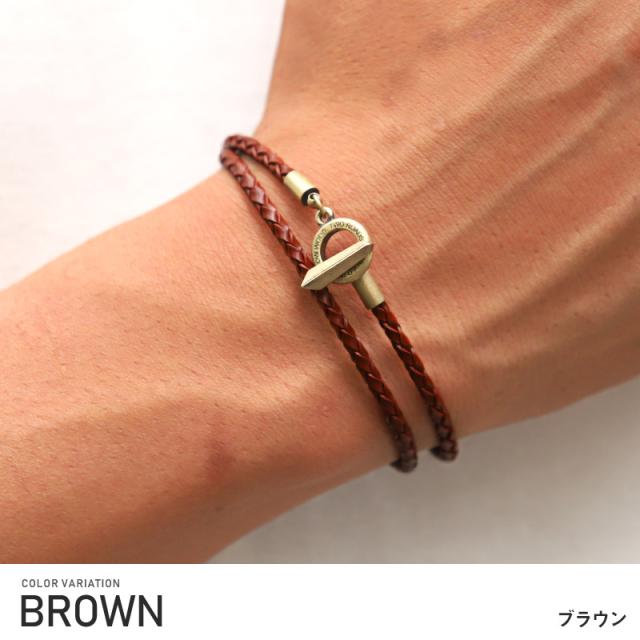 ブレスレット メンズ レザー 編み込み メンズアクセ アンティーク チャーム PUレザー フェイクレザー 合皮 2連 ユニセックス ファッション小物 プレゼント ペア ビター系 BITTER ラグスタイル pm-8615 3