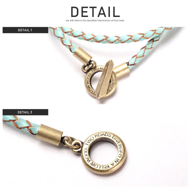 ブレスレット メンズ レザー 編み込み メンズアクセ アンティーク チャーム PUレザー フェイクレザー 合皮 2連 ユニセックス ファッション小物 プレゼント ペア ビター系 BITTER ラグスタイル pm-8615 11