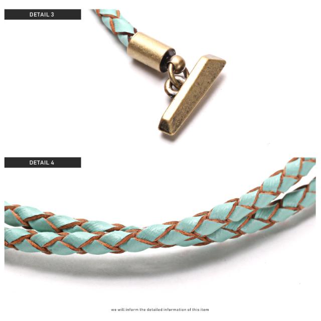 ブレスレット メンズ レザー 編み込み メンズアクセ アンティーク チャーム PUレザー フェイクレザー 合皮 2連 ユニセックス ファッション小物 プレゼント ペア ビター系 BITTER ラグスタイル pm-8615 12