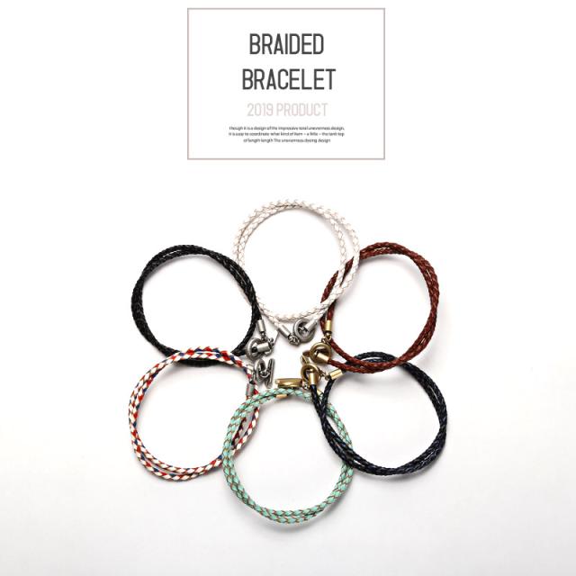 ブレスレット メンズ レザー 編み込み メンズアクセ アンティーク チャーム PUレザー フェイクレザー 合皮 2連 ユニセックス ファッション小物 プレゼント ペア ビター系 BITTER ラグスタイル pm-8615 2