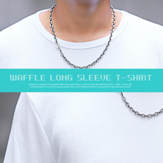 ロンT メンズ 長袖 Tシャツ ワッフル メンズTシャツ ロングTシャツ サーマル 無地 シンプル インナー カットソー ホワイト ブラック グレー カジュアル ビター系 BITTER ラグスタイル pm-8655 8