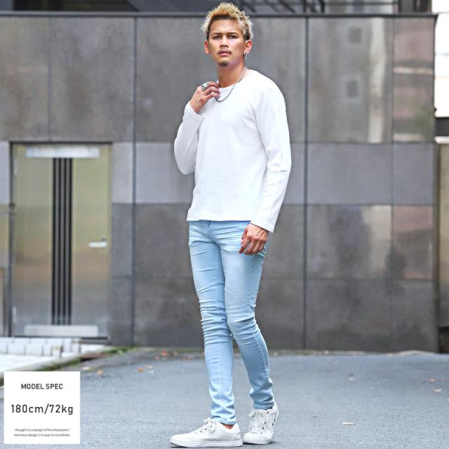 ロンT メンズ 長袖 Tシャツ ワッフル メンズTシャツ ロングTシャツ サーマル 無地 シンプル インナー カットソー ホワイト ブラック グレー カジュアル ビター系 BITTER ラグスタイル pm-8655 4