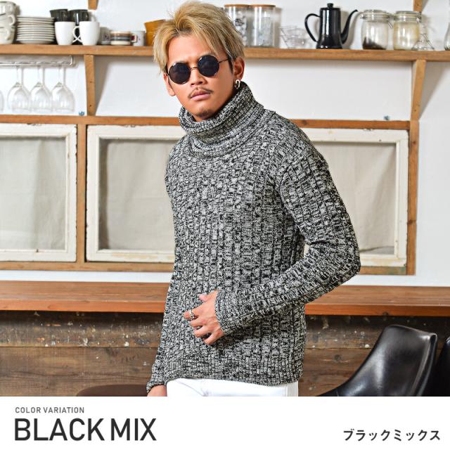 ニットタートルネックメンズセーター秋冬BITTERビター系【タートルネックニット】トップスメンズニットニットセーター白黒グレーハイネックニットソーケーブル編みケーブルニットカジュアル細身タイト通販ファッション 4
