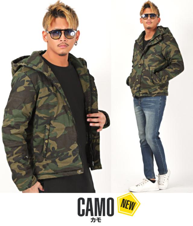 中綿ジャケット メンズ デニム ジャケット ブルゾン 冬 アウター BITTER ビター系 ダウンジャケット ストレッチデニム カットデニム インディゴ 厚手 フード 防寒 染め カモ 秋 15