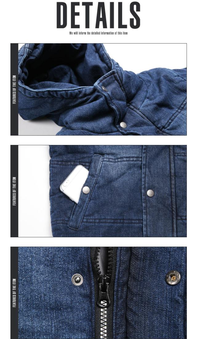 中綿ジャケット メンズ デニム ジャケット ブルゾン 冬 アウター BITTER ビター系 ダウンジャケット ストレッチデニム カットデニム インディゴ 厚手 フード 防寒 染め カモ 秋 17