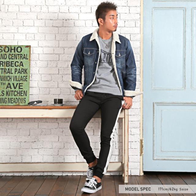 ボア デニムジャケット メンズ Gジャン ジージャン アウター BITTER ビター系 秋 冬 デニム ジャケット ブルゾン 裏ボア ヴィンテージ インディゴ ブリーチ 染め 加工 西海岸 服 8