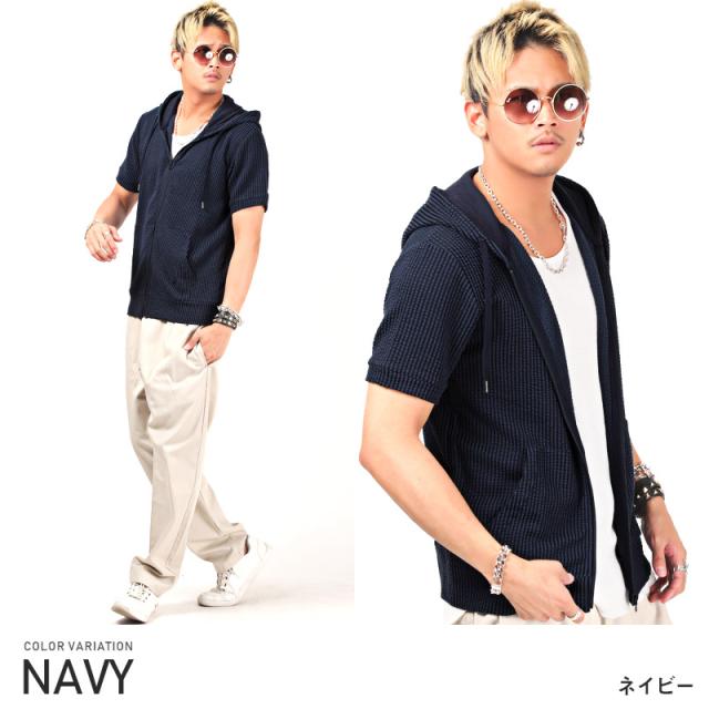 パーカー メンズ シアサッカー 半袖 メンズパーカー ジップパーカー トップス サーフ系 無地 ストライプ 清涼 服 きれいめ ビター系 11