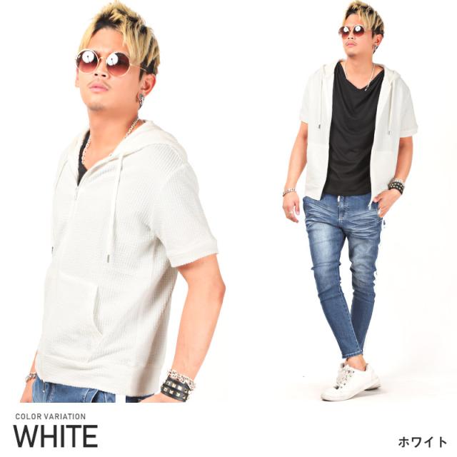 パーカー メンズ シアサッカー 半袖 メンズパーカー ジップパーカー トップス サーフ系 無地 ストライプ 清涼 服 きれいめ ビター系 10