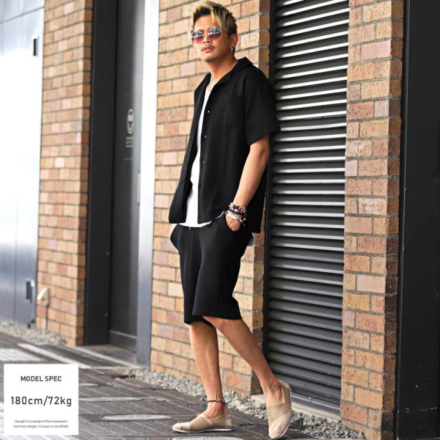 ショートパンツ メンズ ハーフパンツ ショーツ シアサッカー イージーパンツ ストライプ 無地 膝上 カジュアル ルーズ 清涼感 夏 6