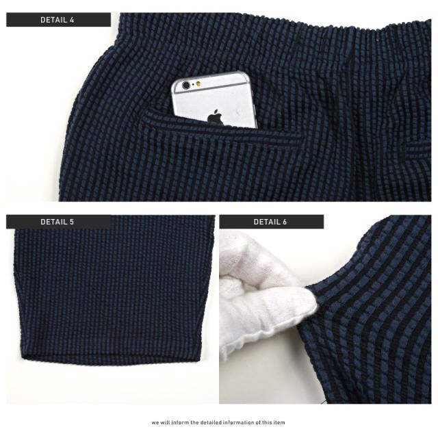 ショートパンツ メンズ ハーフパンツ ショーツ シアサッカー イージーパンツ ストライプ 無地 膝上 カジュアル ルーズ 清涼感 夏 12