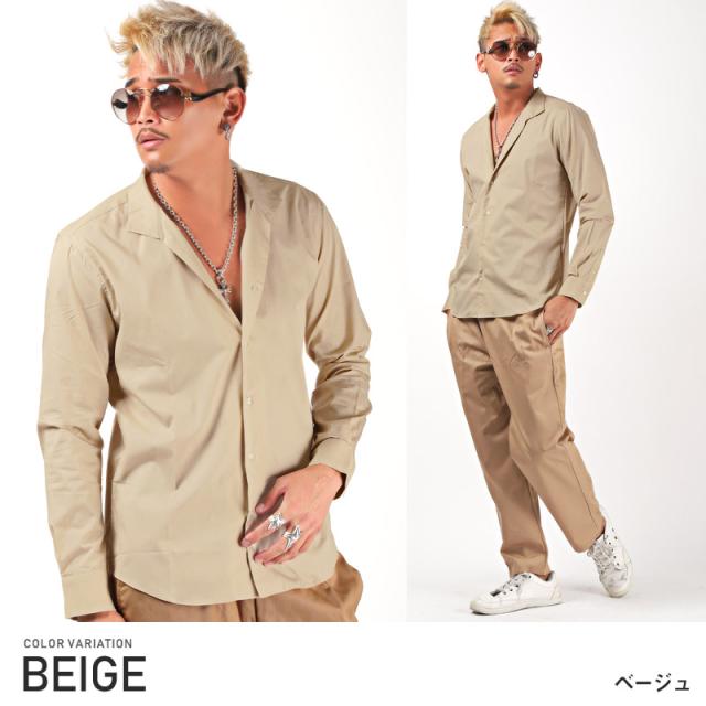 シャツ メンズ 長袖 日本製 無地 ストライプ 国産 ブロードシャツ ストライプシャツ 総柄 オープンカラー キレイめ 大人 カジュアル コットン 10