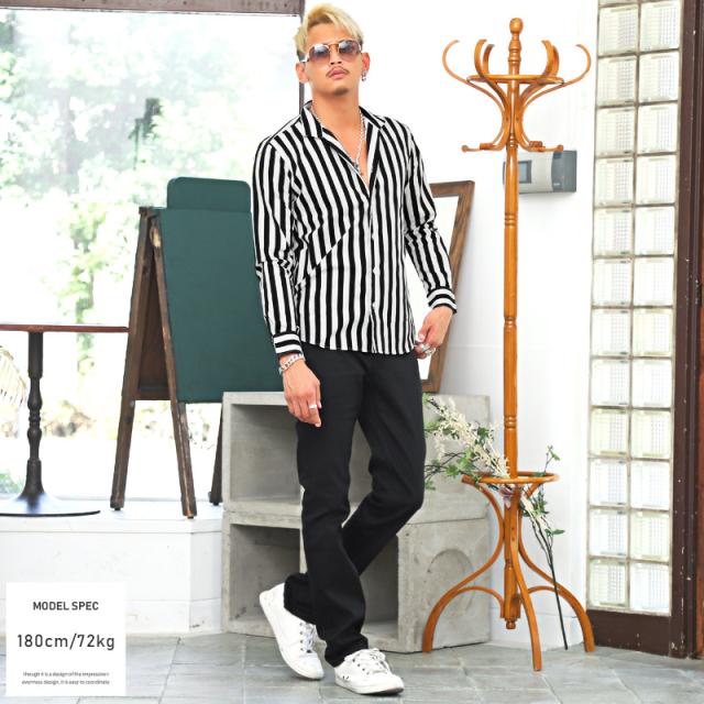 シャツ メンズ 長袖 日本製 無地 ストライプ 国産 ブロードシャツ ストライプシャツ 総柄 オープンカラー キレイめ 大人 カジュアル コットン 7