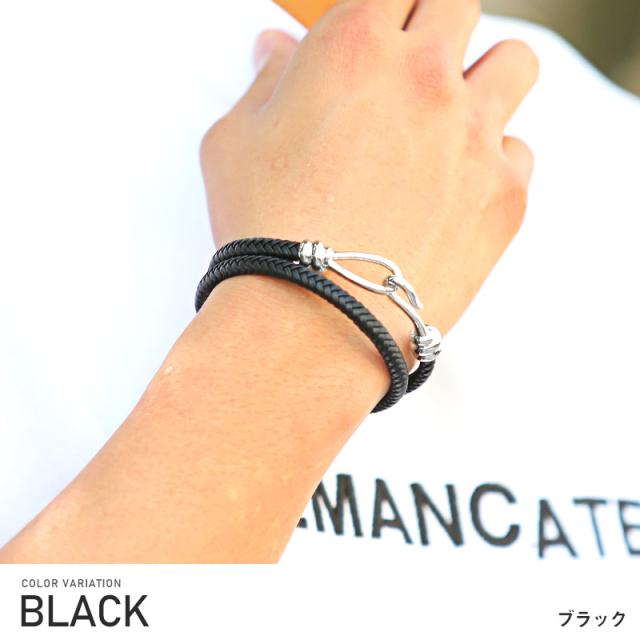 ブレスレット メンズ レザー 編み込み PUレザー メンズアクセ 夏