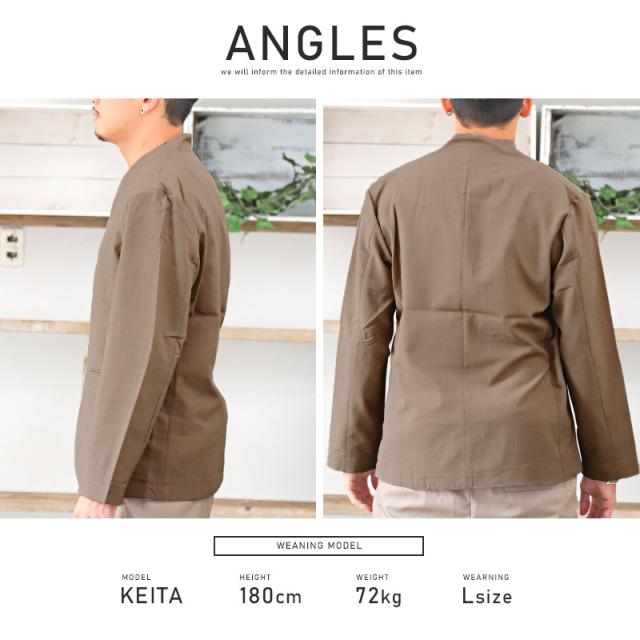 テーラードジャケット メンズ ノーカラー ワッシャー加工 メンズジャケット 羽織り カラーレス タイロッケン ベージュ ブルー グリーン カジュアル 大人 ビター系 BITTER aa-1044 8