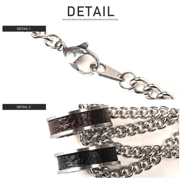 ネックレス メンズ レディース チェーンネックレス リング レザー メンズネックレス アクセサリー リングモチーフ ペンダント 合成皮革 喜平チェーン ギフト プレゼント 男性 アクセ 小物 ビター系 BITTER aa-1074 6