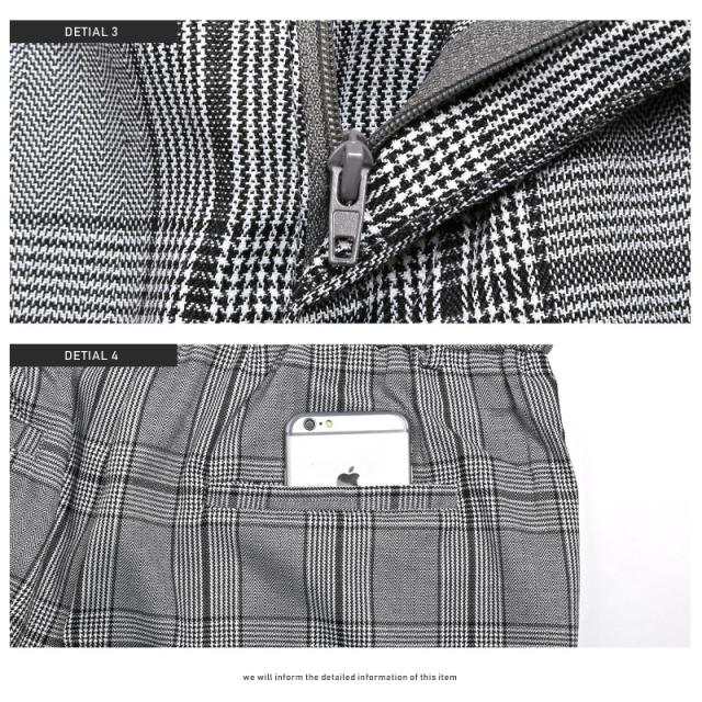 ワイドパンツ バギーパンツ ストレッチ グレンチェック タックパンツ テーパード 太め ゆったり ストレッチ チェック柄 総柄 1タック タック スラックス 大人 上品 BITTER ビター系 pm-8061 14