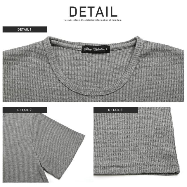 Tシャツ メンズ 半袖Tシャツ ワッフル サーマル クルーネック 無地 メンズTシャツ トップス 半袖 無地Tシャツ カットソー ホワイト ブラック 杢グレー シンプル インナー 細身 春 夏 カジュアル ビター系 BITTER aa-1370 8
