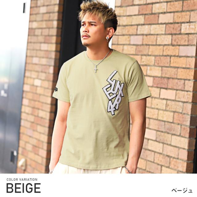 Tシャツ メンズ 半袖 ロゴ サガラ刺繍 クルーネック メンズTシャツ カットソー トップス パイル ワッペン ホワイト ベージュ ブラック カジュアル 夏 ビター系 BITTER aa-1433 5