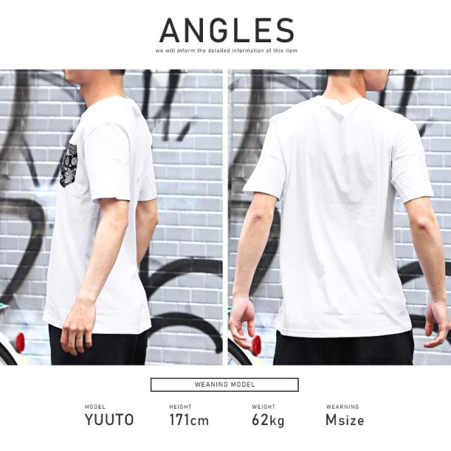 Tシャツ メンズ 半袖 ポケット ペイズリー柄 バンダナ柄 プリント メンズTシャツ ポケットTシャツ カットソー トップス 胸ポケット ワンポイント ホワイト ブラック ラベンダー 夏 ビター系 BITTER aa-1482 8