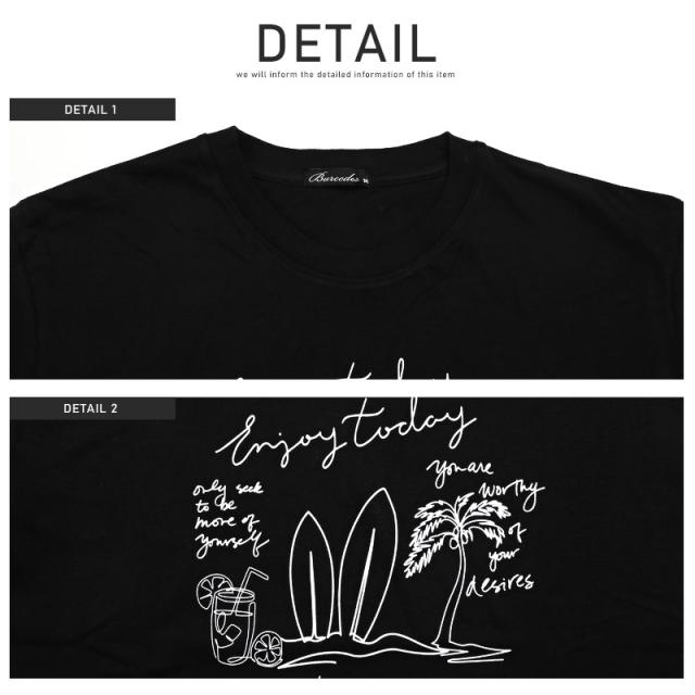 Tシャツ メンズ 半袖 プリント イラスト パームツリー サーフボード ロゴ メンズTシャツ 半袖Tシャツ カットソー クルーネック ホワイト ブラック ベージュ サーフ ビーチ 夏 ビター系 BITTER aa-1484 9