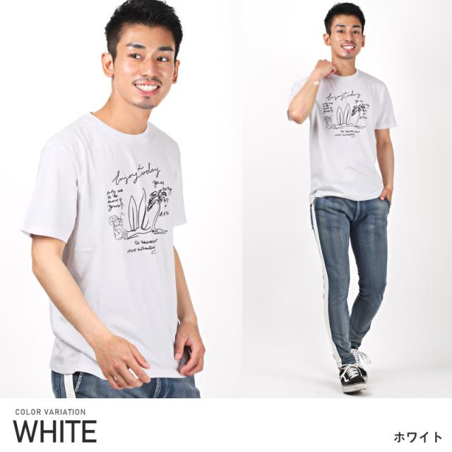 Tシャツ メンズ 半袖 プリント イラスト パームツリー サーフボード ロゴ メンズTシャツ 半袖Tシャツ カットソー クルーネック ホワイト ブラック ベージュ サーフ ビーチ 夏 ビター系 BITTER aa-1484 7