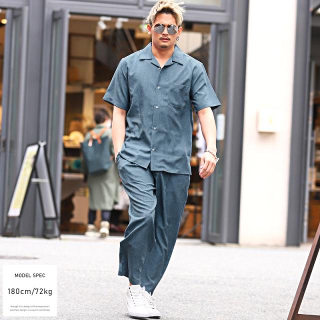 テーパードパンツメンズワイドパンツ【ポリトロテーパードパンツ】テーパードアンクル丈ポリトロ軽量トロピカル素材清涼感通気性とろみルーズストリート春服夏服韓国系 4