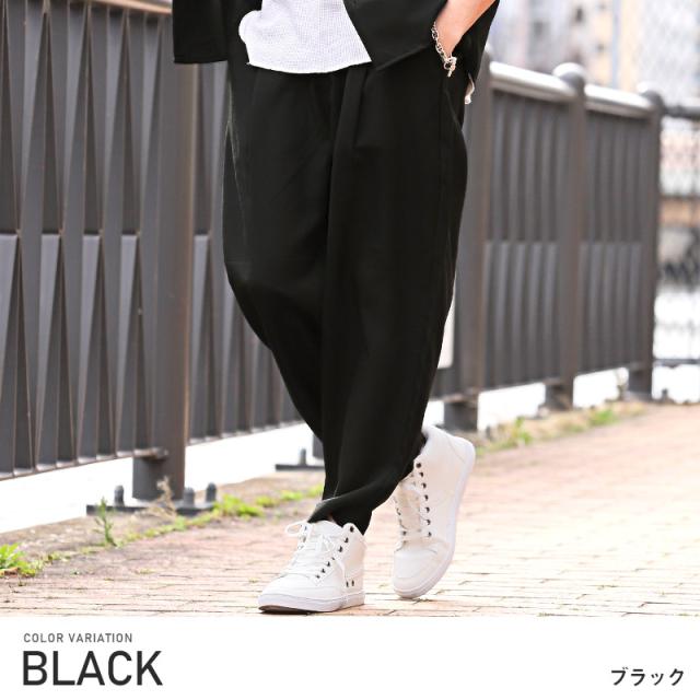 テーパードパンツメンズワイドパンツ【ポリトロテーパードパンツ】テーパードアンクル丈ポリトロ軽量トロピカル素材清涼感通気性とろみルーズストリート春服夏服韓国系 7