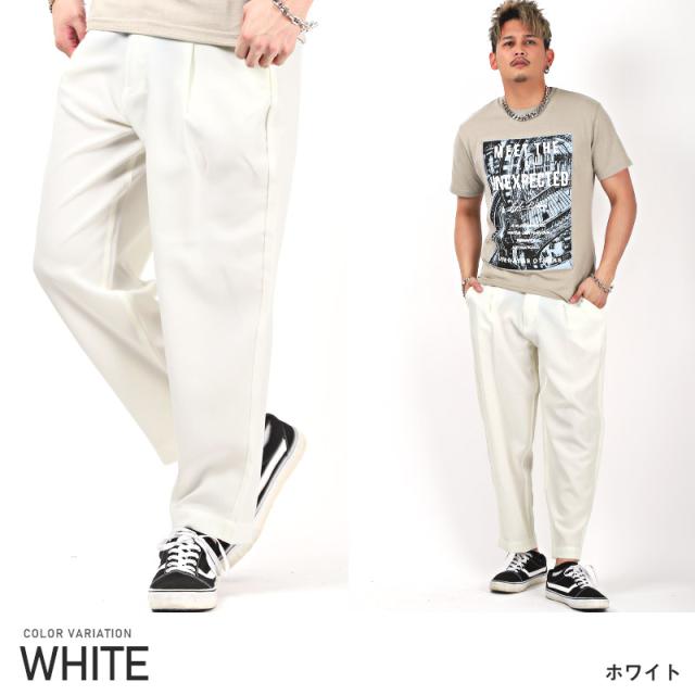 テーパードパンツメンズワイドパンツ【ポリトロテーパードパンツ】テーパードアンクル丈ポリトロ軽量トロピカル素材清涼感通気性とろみルーズストリート春服夏服韓国系 13